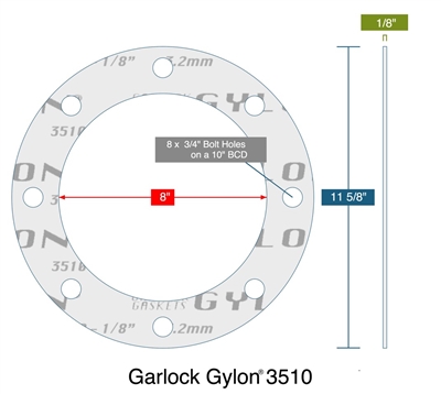 Garlock GylonÂ® 3510 Custom FF Gasket - 1/8